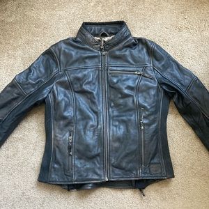 Women’s Leather Motorcycle Jacket with Body Armor